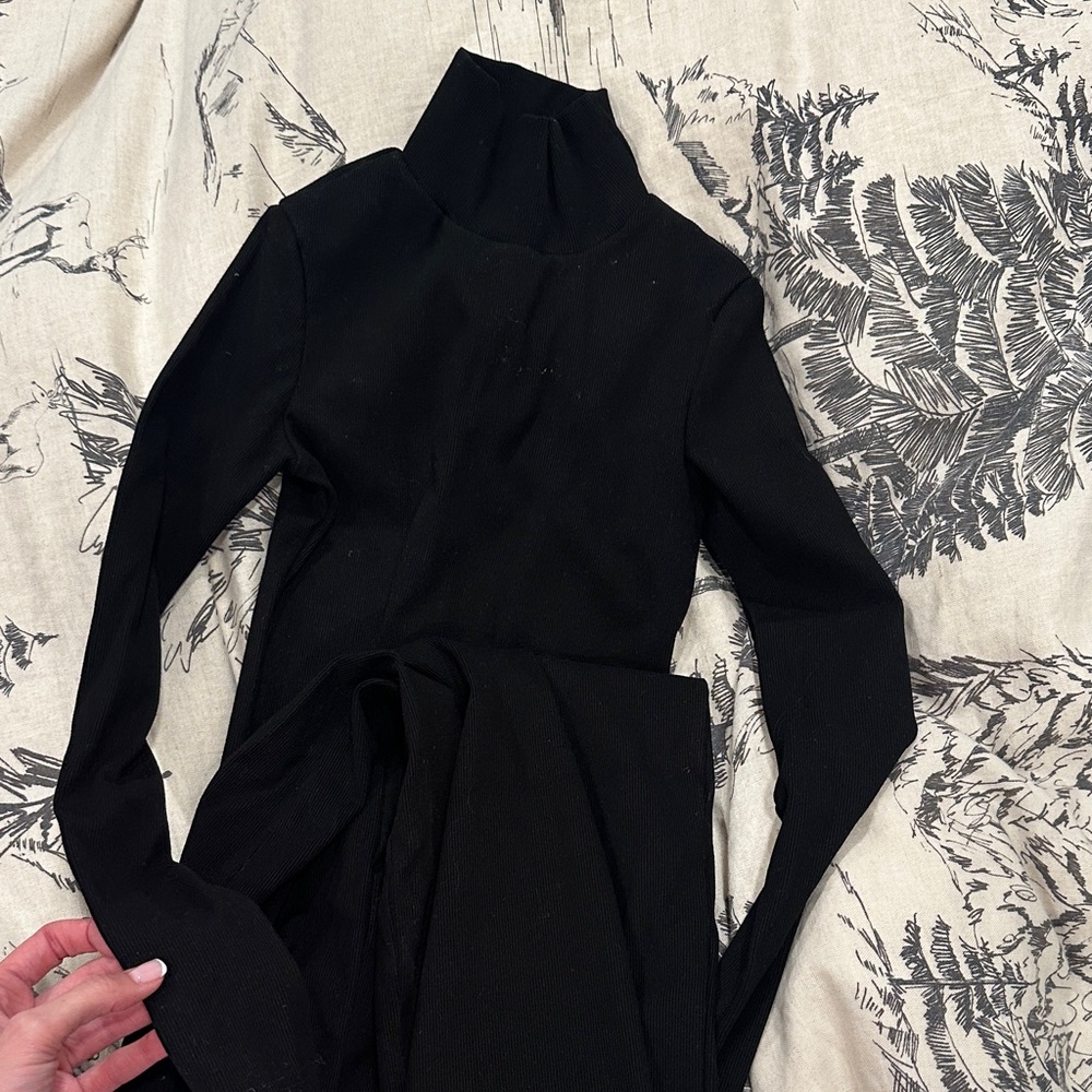 Bumpsuit Black Long-Sleeve Turtleneck Dress